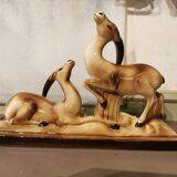 Couple of art deco ceramic antelopes