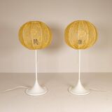 Pair of Bergboms B-024 mid-century modern table lamps, 1960s, Sweden.