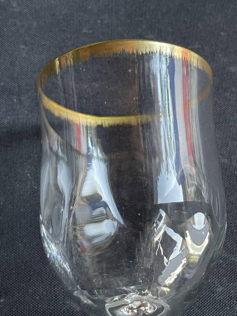 8 Daum gold-plated wine glasses