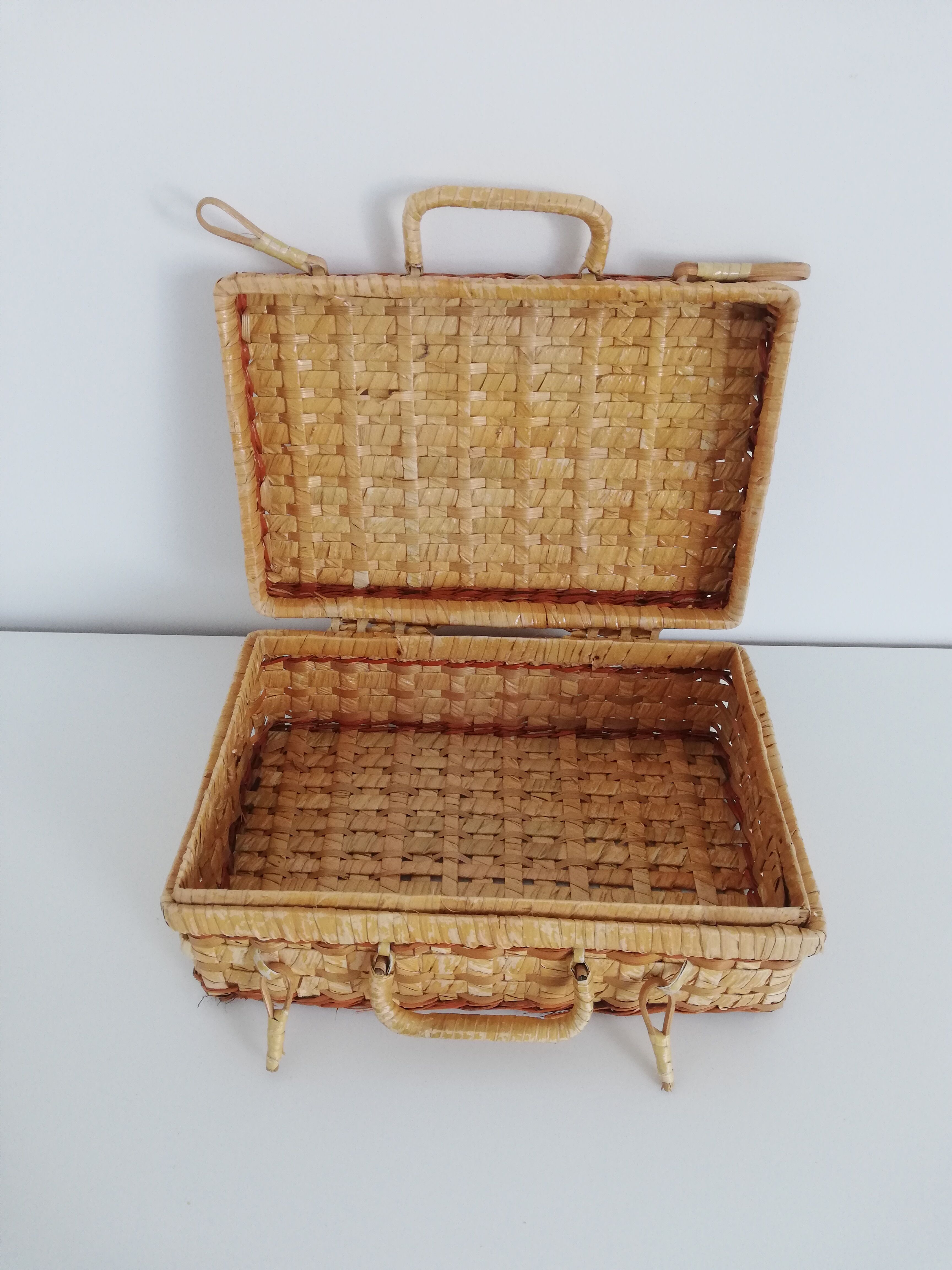 Vintage wicker suitcase