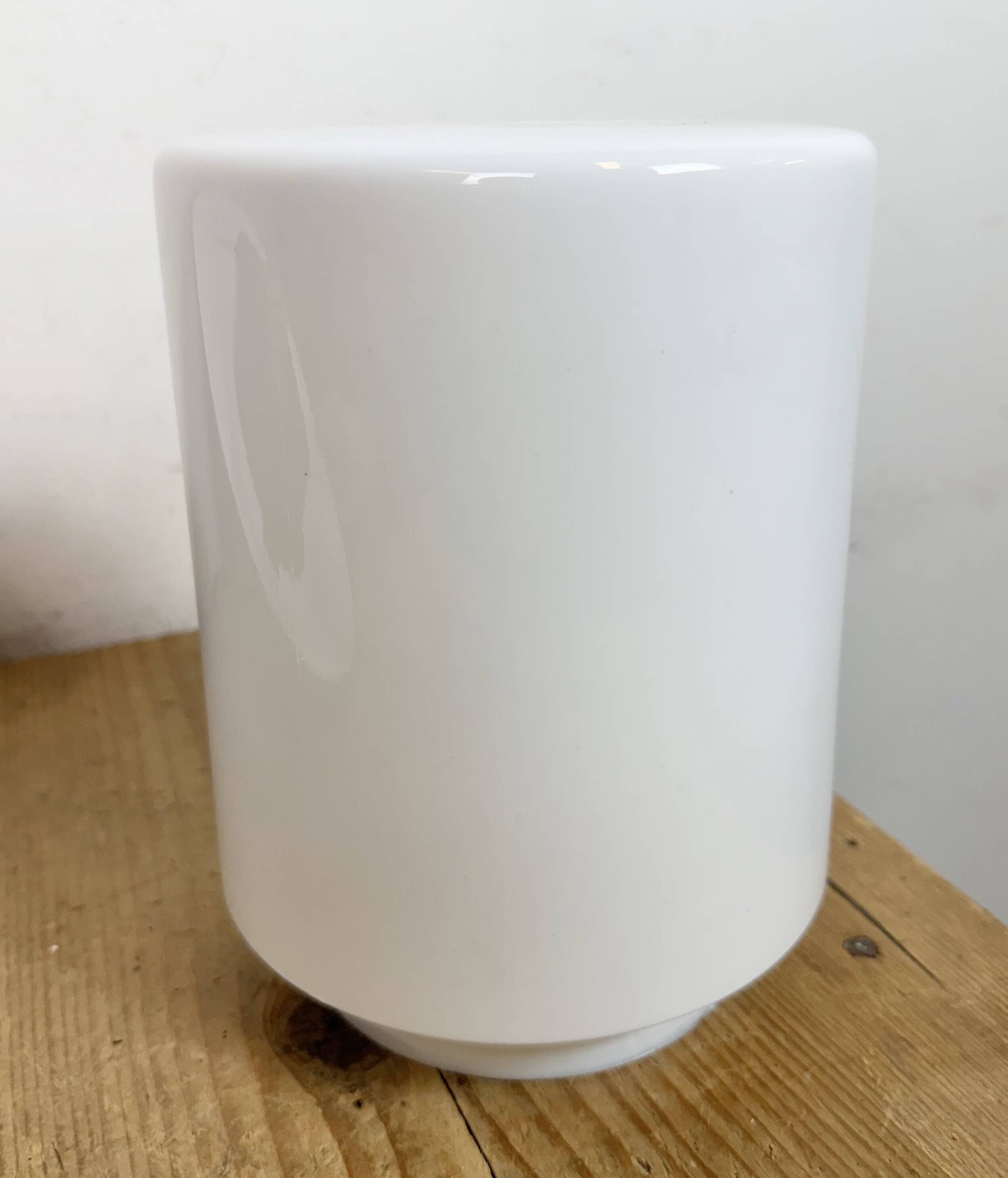 Industrial Grey Enamel Pendant Lamp with Milk Glass, 1960s