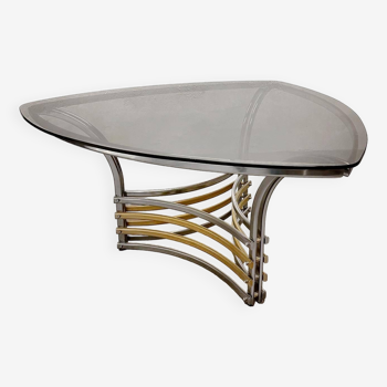 Glass & chrome dining table, Italy, 1970