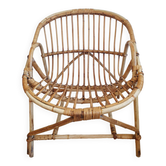 Vintage rattan shell armchair