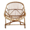 Fauteuil coquille en rotin vintage