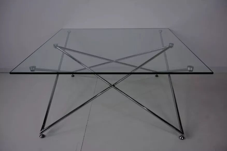 Table basse chrome et verre