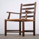 Danish Stained Oak Armchair with Cane and Spindle Back, 1940s