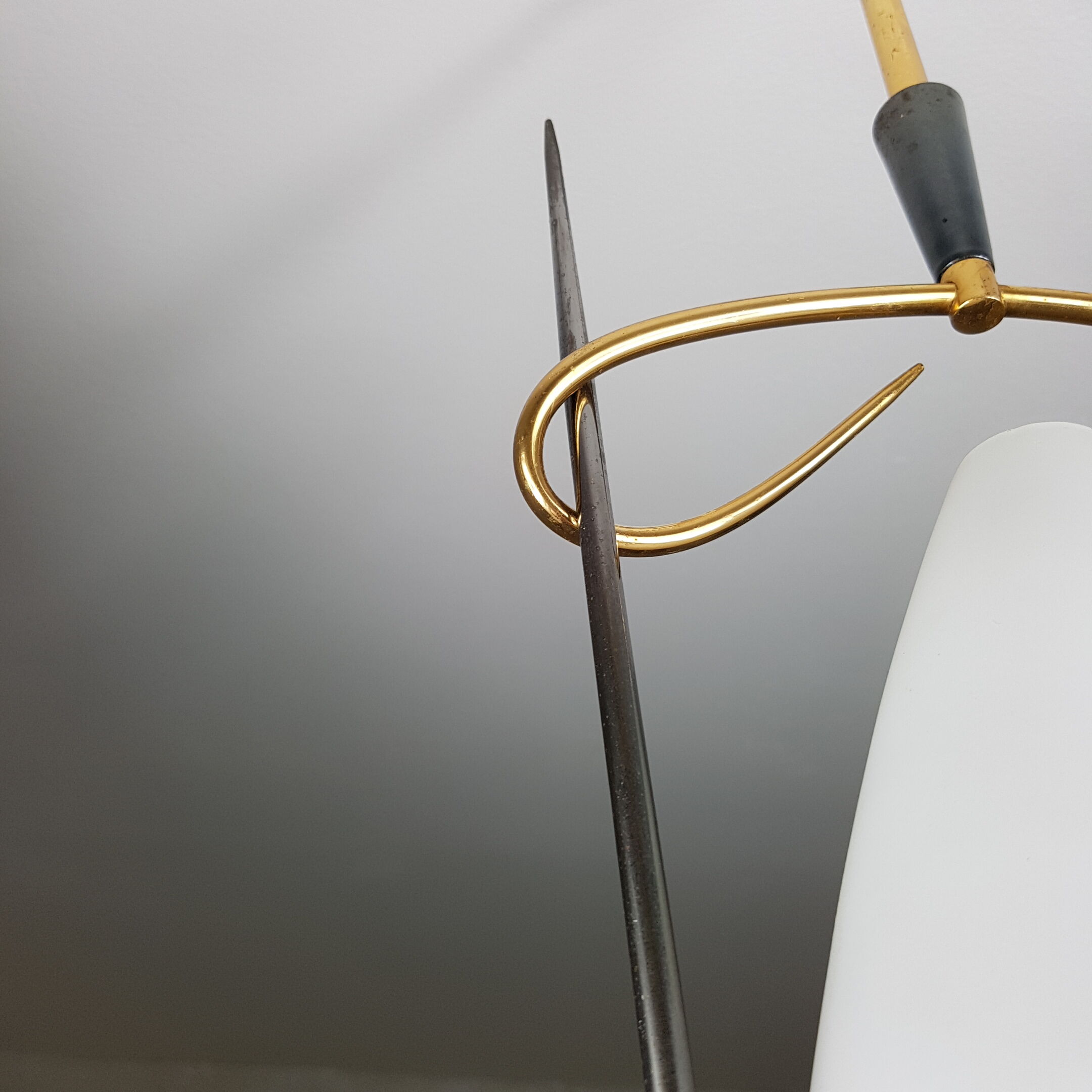 Black and gold chrome pin hanging lamp, 1950