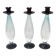 Set of Three Aquamarine and Brown Murano Glass Candleholders, Italy