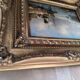 Oil on canvas, Dutch harbour landscape - Very ornate wooden frame
