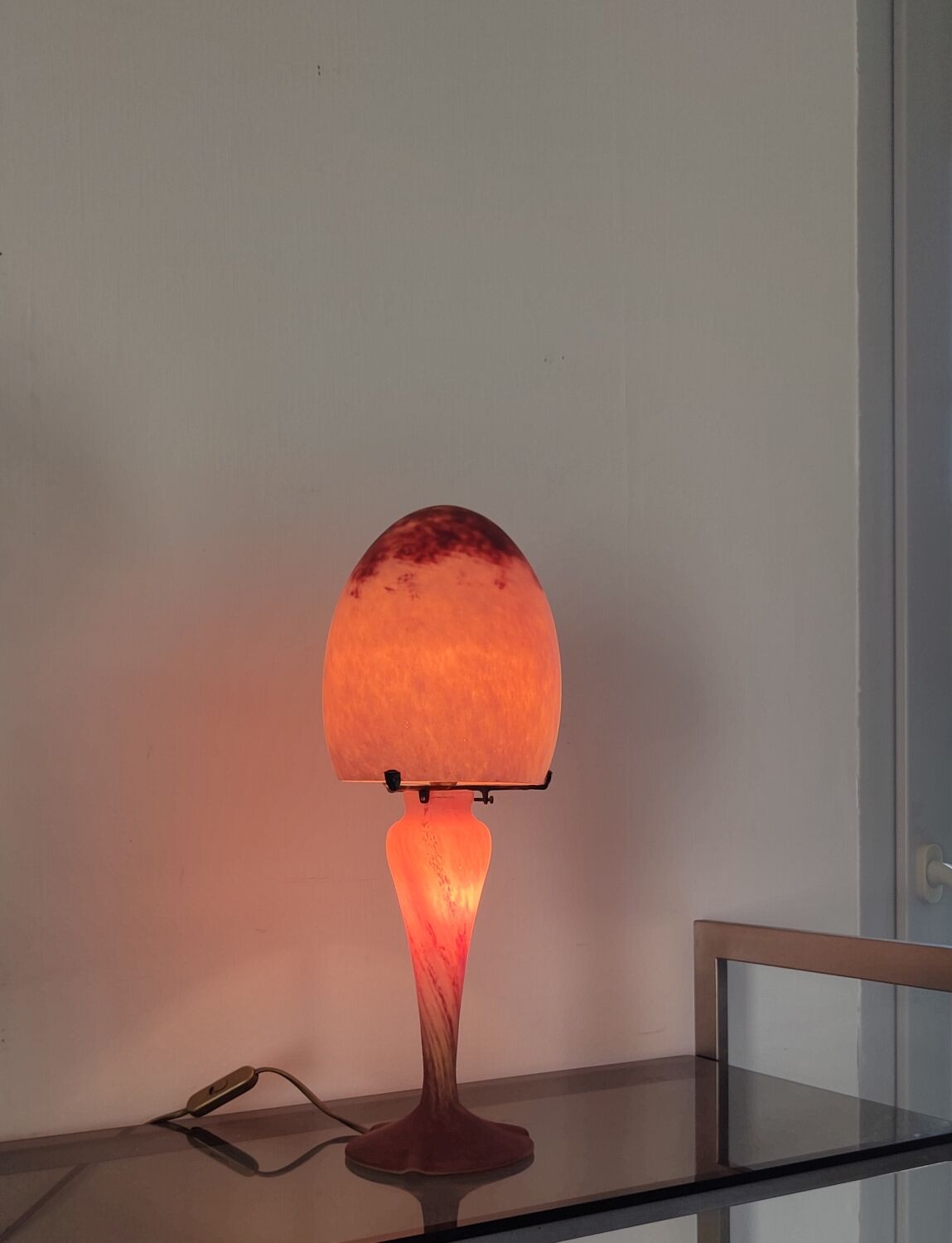 Glass paste lamp signed art of France 1980