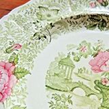 Faience plate of Creil Montereau XIXth green and pink decoration