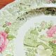 Faience plate of Creil Montereau XIXth green and pink decoration