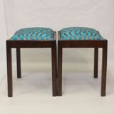 Pair of 50/60 design stools, jacquard fabric.