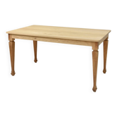Vintage solid oak table with antique legs.