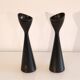 Pair of vintage Scandinavian wooden candle holders
