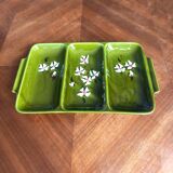 Former servant 3 compartments Glazed ceramic Signed Poët-Laval Vintage pottery 50s