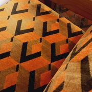 Pair of vintage walnut and velvet fabric sleigh armchairs from the 70s