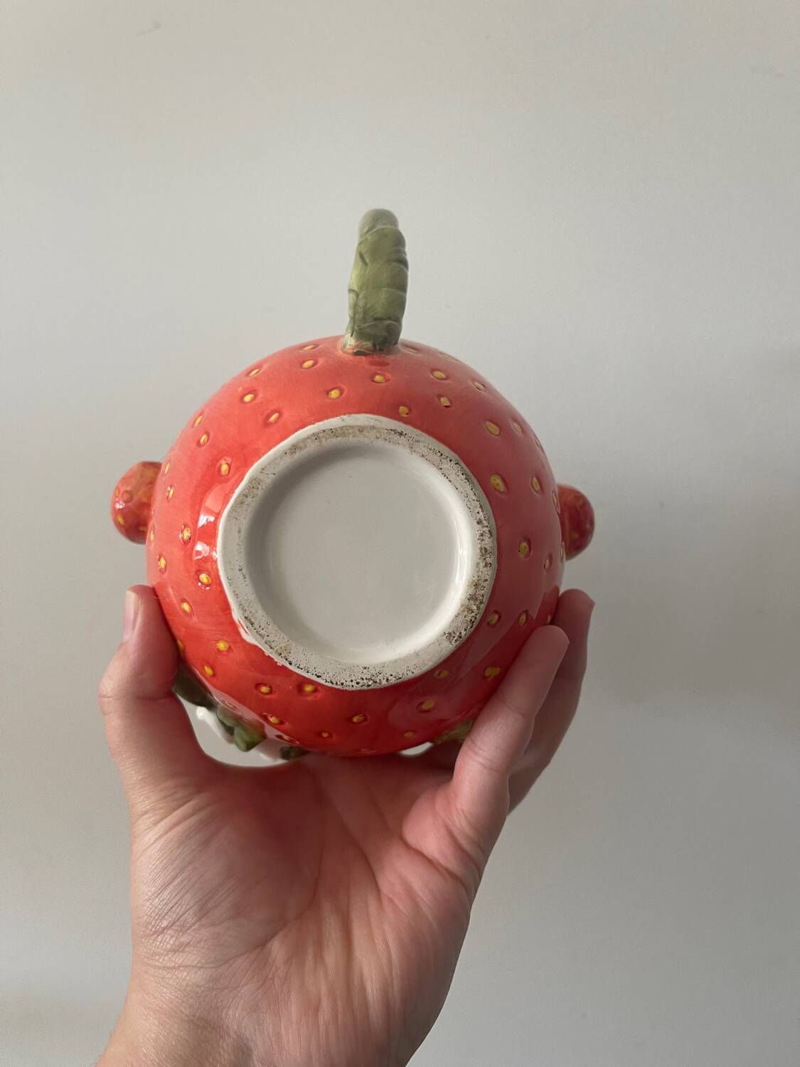 Strawberry shaped pitcher with vintage flowers ceramic pitcher in shape