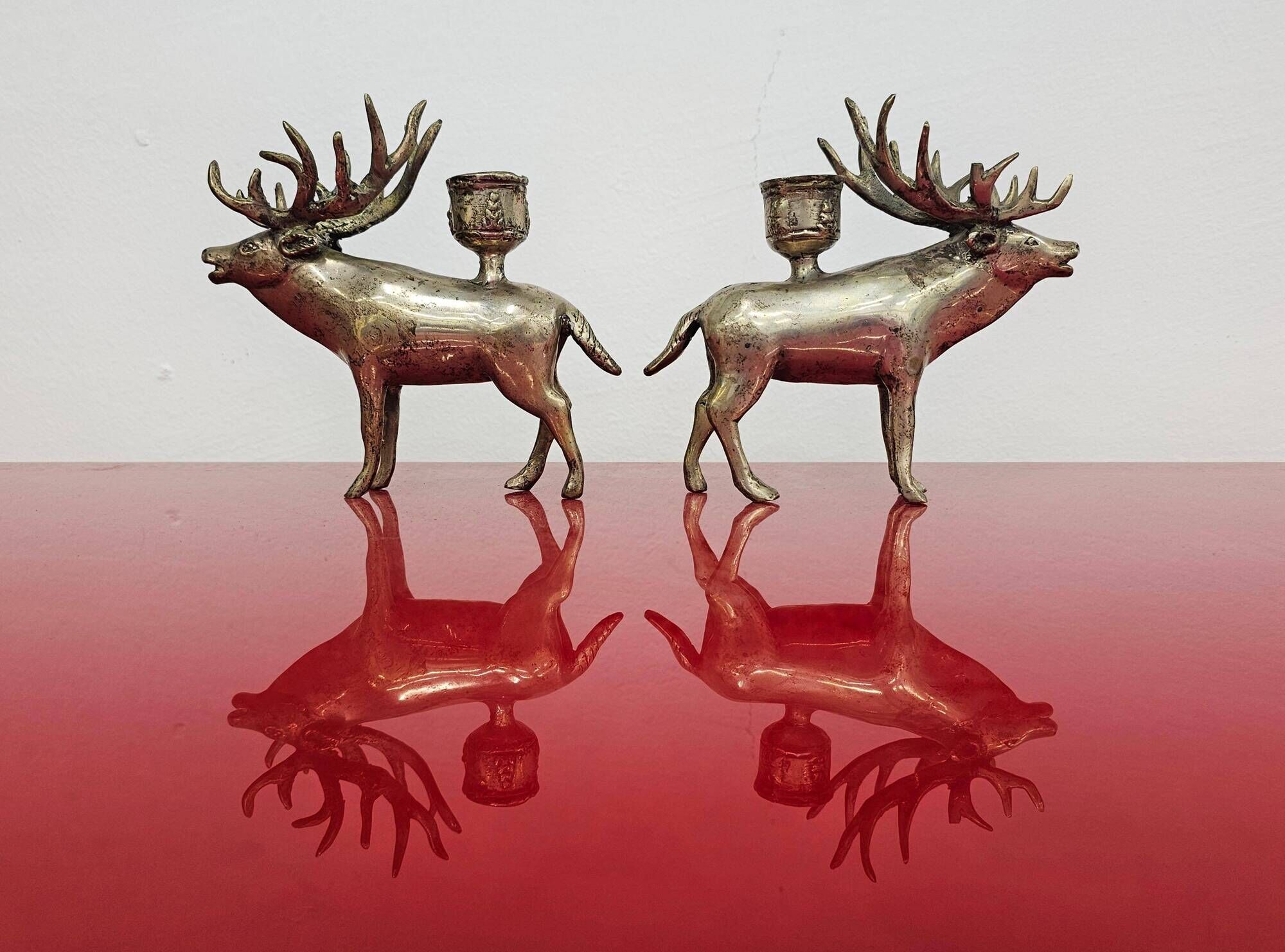 Pair of candle holders in the shape of a deer Mid Century Modern