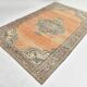 6x9 Antique Vintage Orange & Greeb Turkish Rug, 182x286Cm