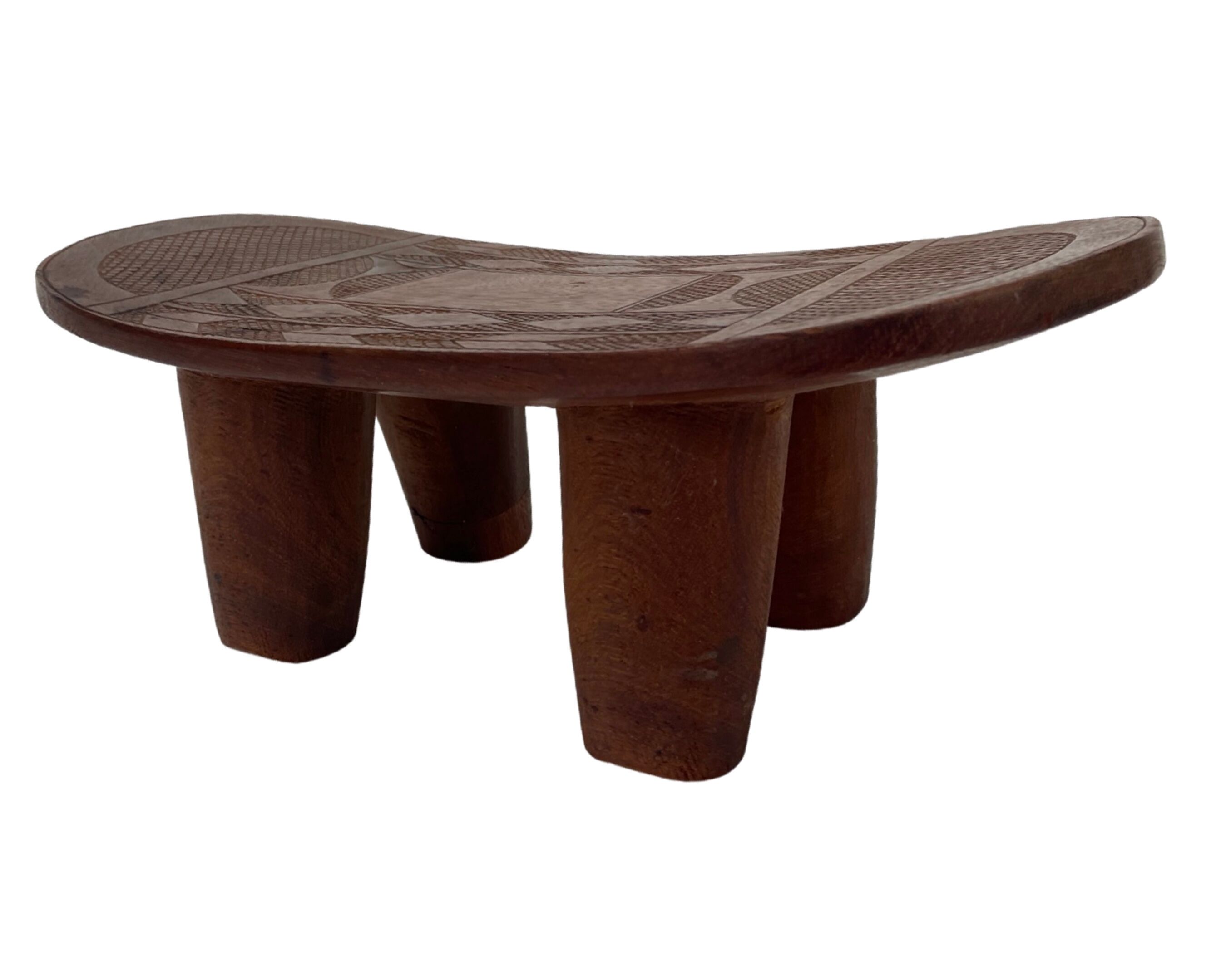 Vintage African hand-carved wooden Senufo stool bench design