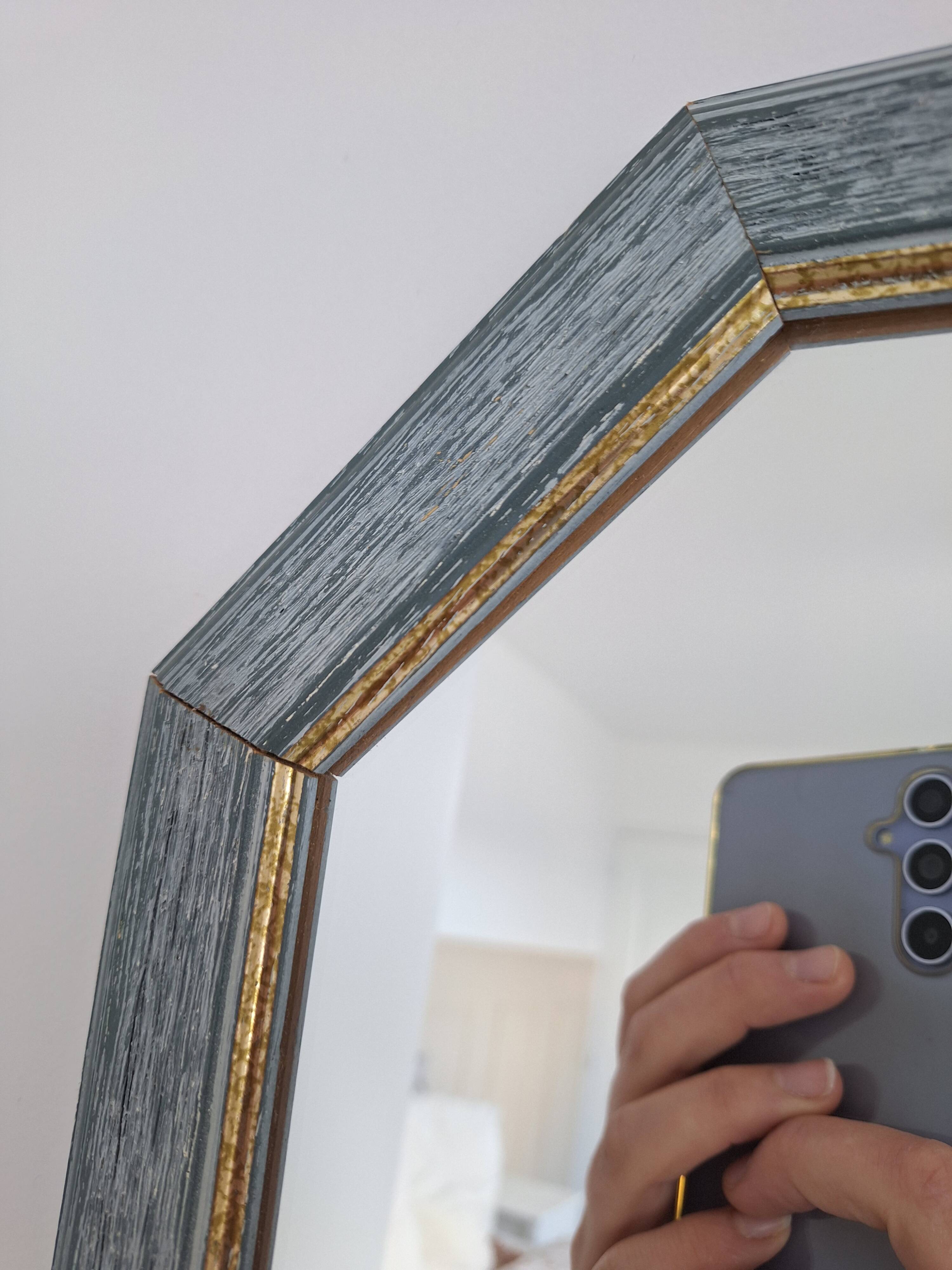 Vintage blue octagon mirror