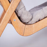 Grey mid century oak armchair by Jan Vanek 1950s Czechia