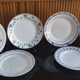 6 assiettes anciennes dépareillées bleues et blanches, St Amand, Moulin des Loups