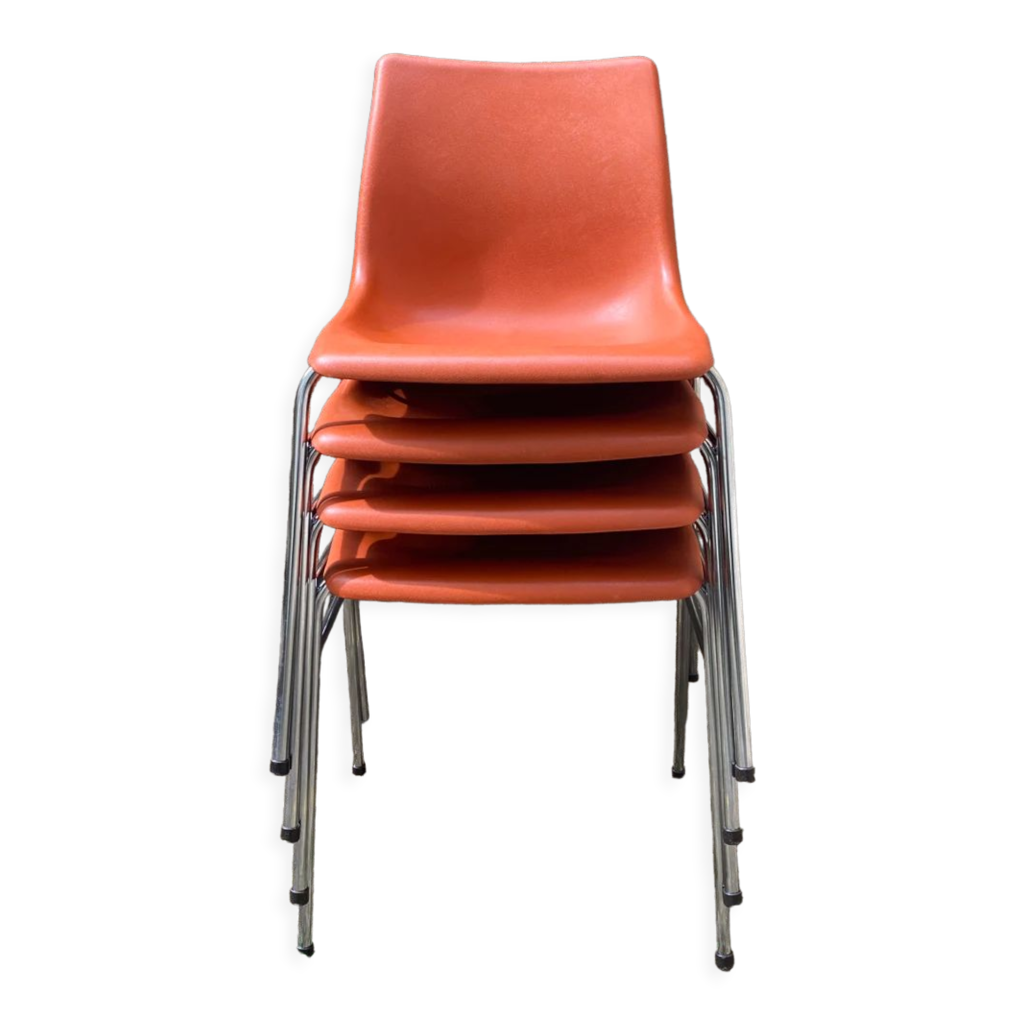 Lot De Chaises Tom Vac Design Industriel, Orange, Lot De Plusieurs