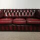 Sofa chesterfield curved burgundy leather three seats