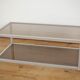 Aluminium coffee table and smoked glasses, France, circa 1980