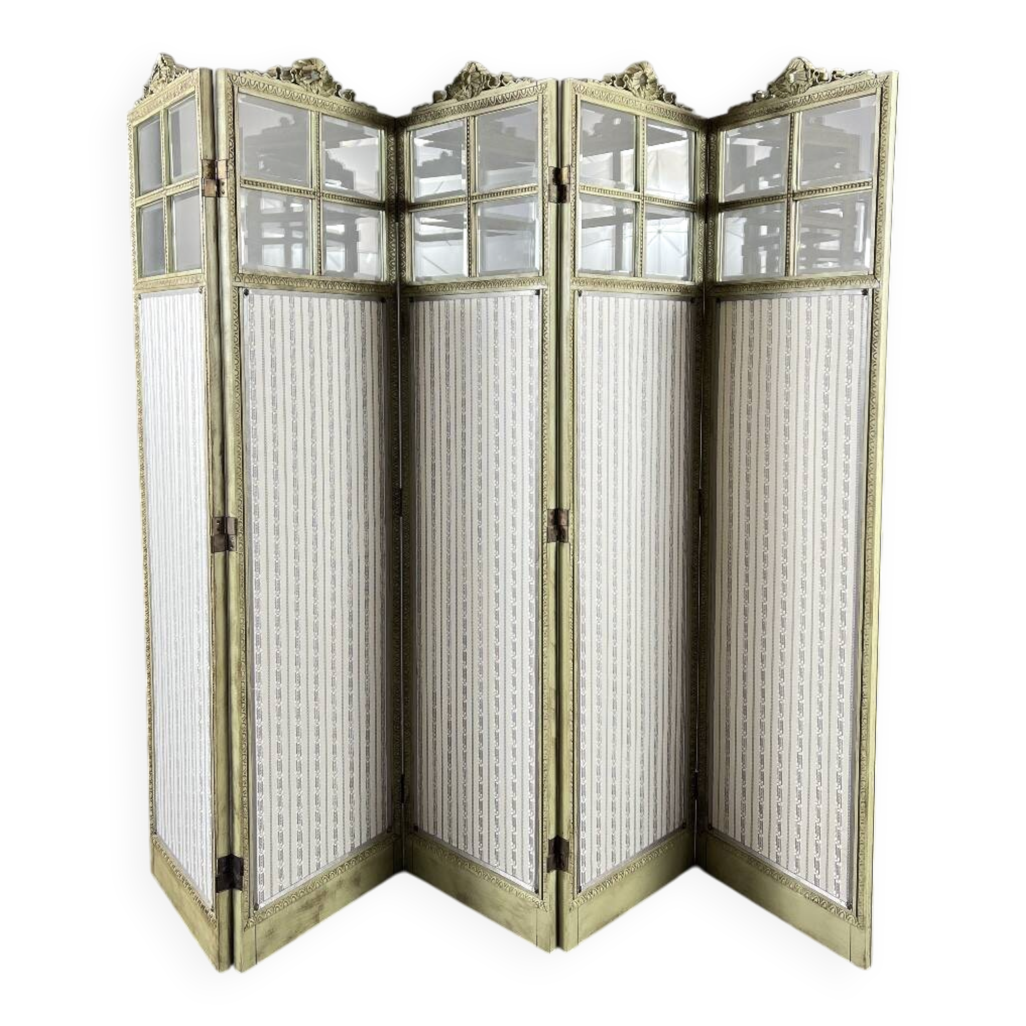 Five-panel screen in Louis XVI style, 19th century.