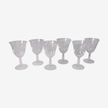Set of 6 old wine glasses decorated