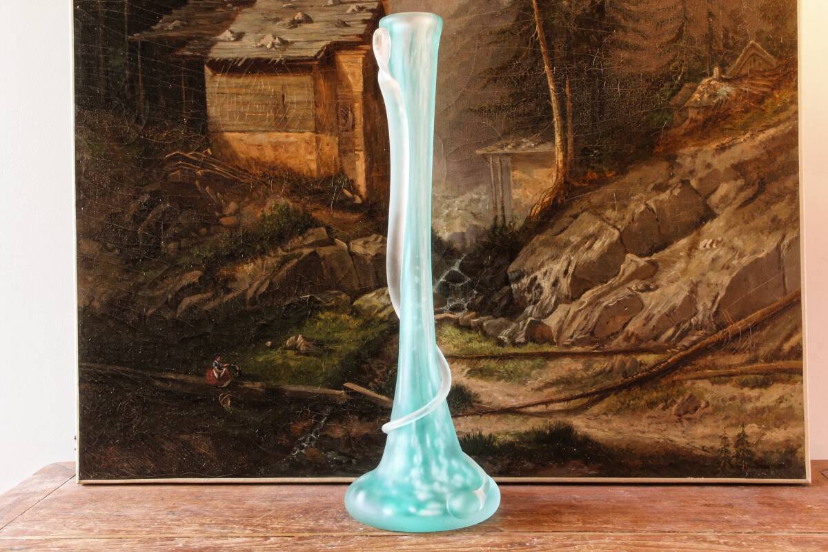 Murano blown glass vase, snake