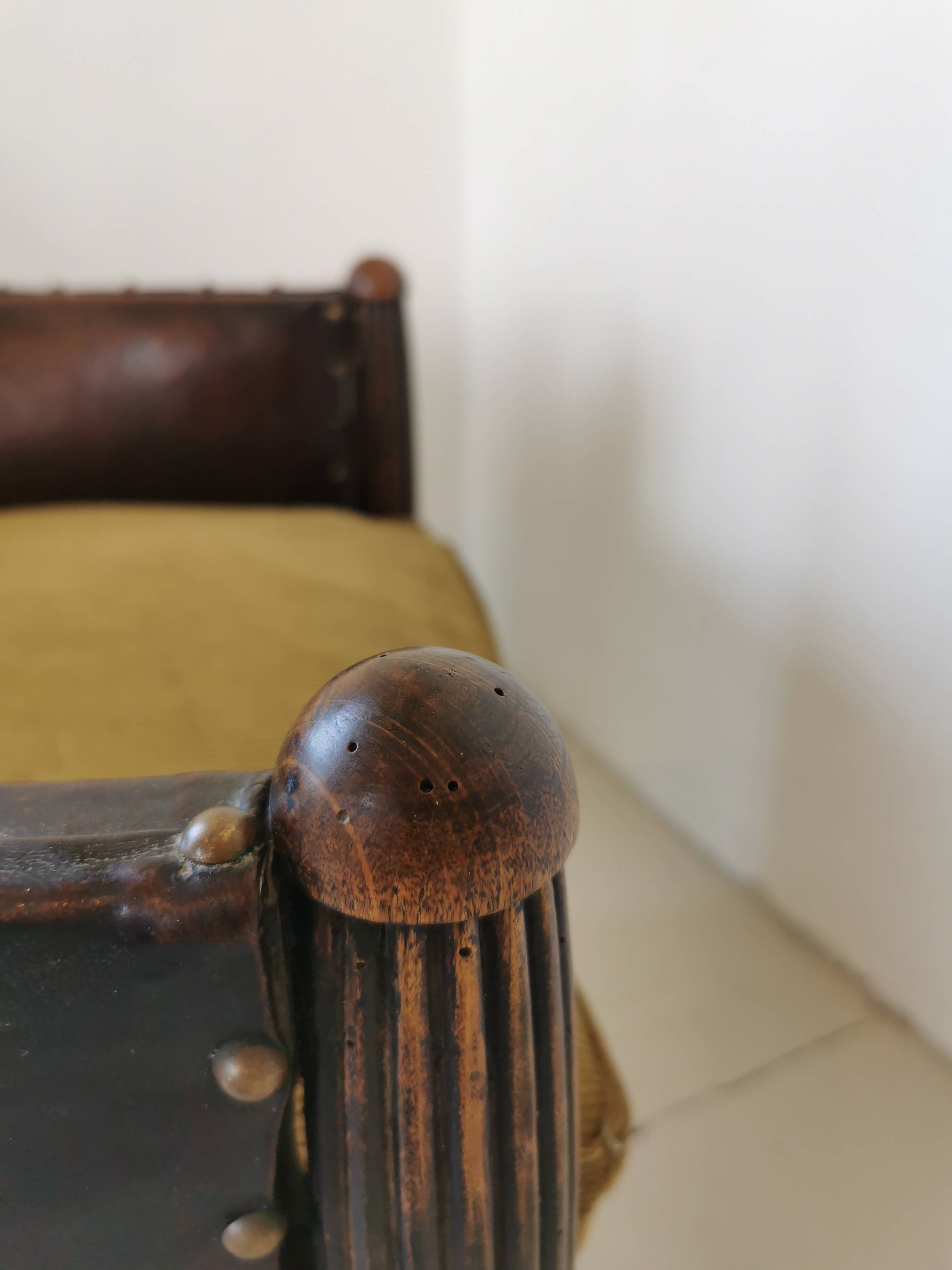 Art Deco studded leather club chair