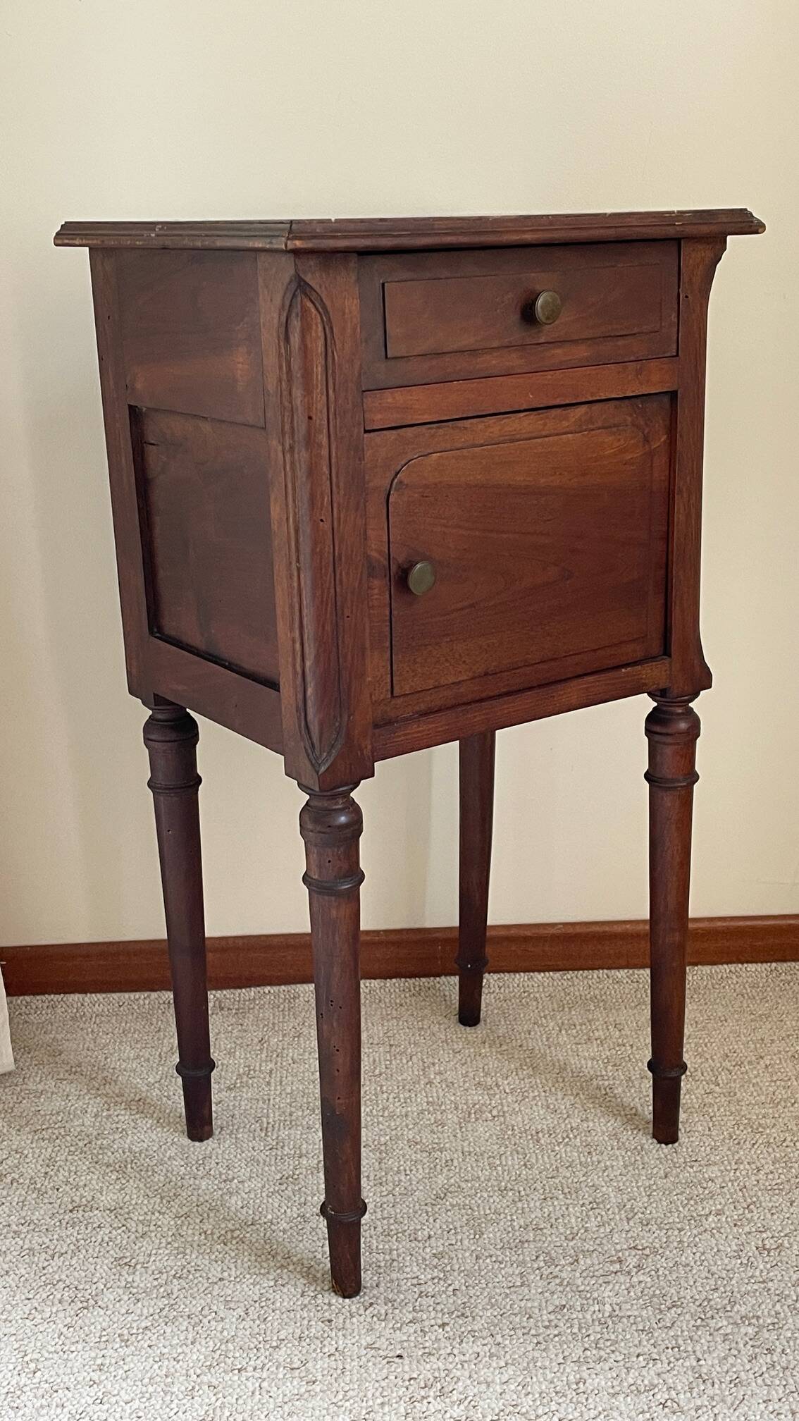 Table de chevet ancienne marbre et bois