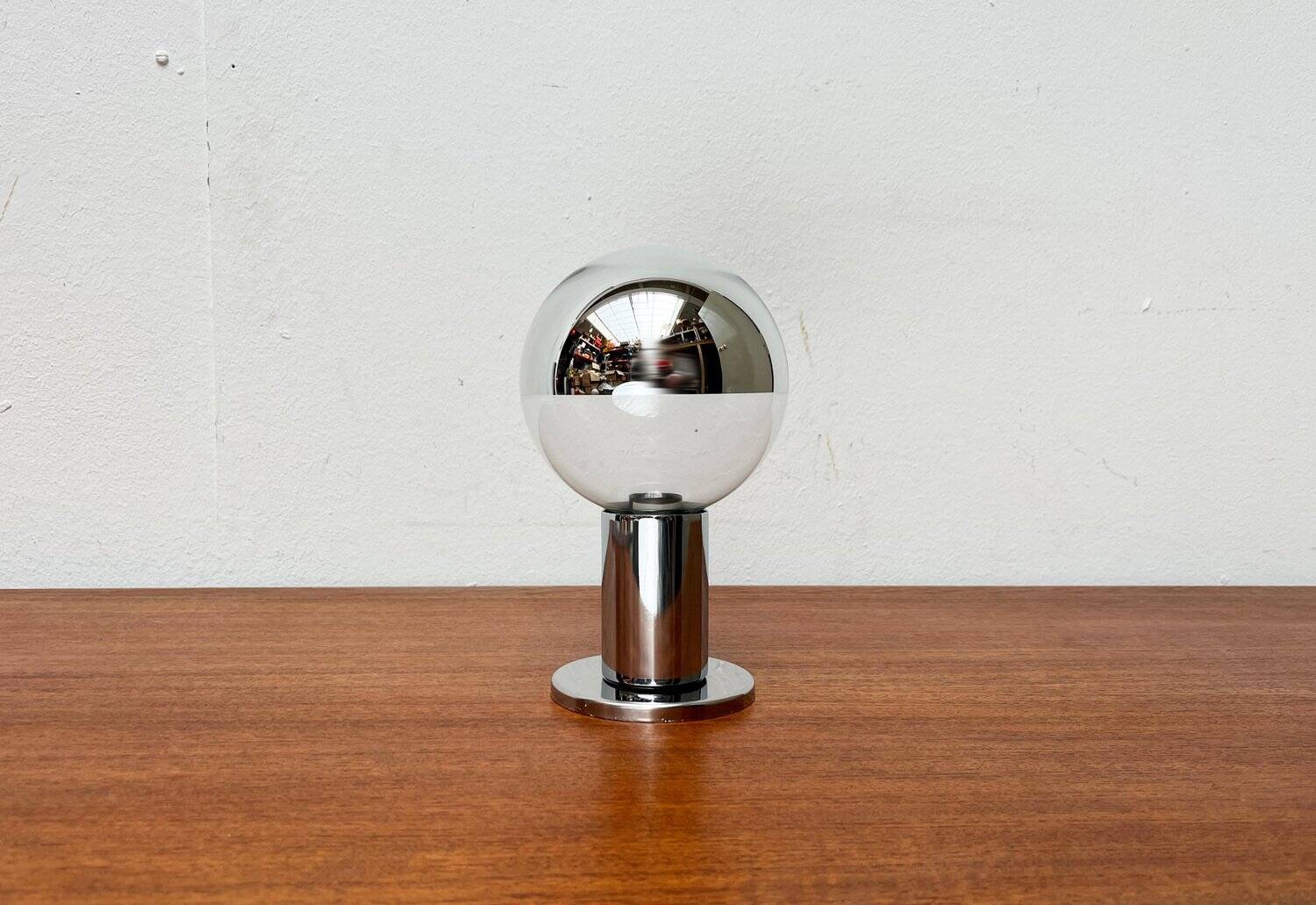 Vintage German ceiling lamp in chrome and glass from the space age by Motoko Ishii for Staff, 1970s.