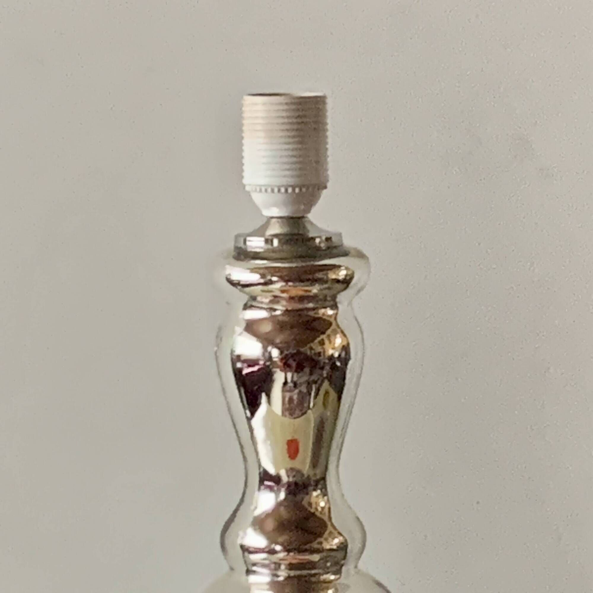 Grand pied de lampe vintage en verre mercuré - 1960.