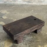Small stool, black solid teak accent stool wabi-sabi L30 W8.5 H6.