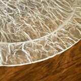 Large oval tray in crumpled plexiglass, France 1970's