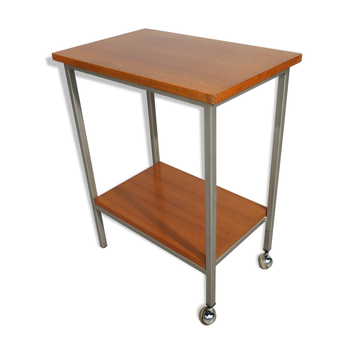 Teak roller serving table