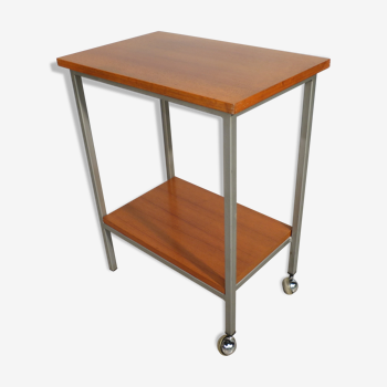 Teak roller serving table