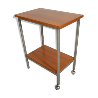 Teak roller serving table