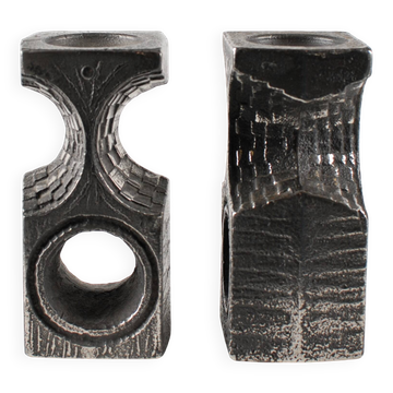 Brutalist candle holders by Olav Joa for Polaris — Steel Art series.