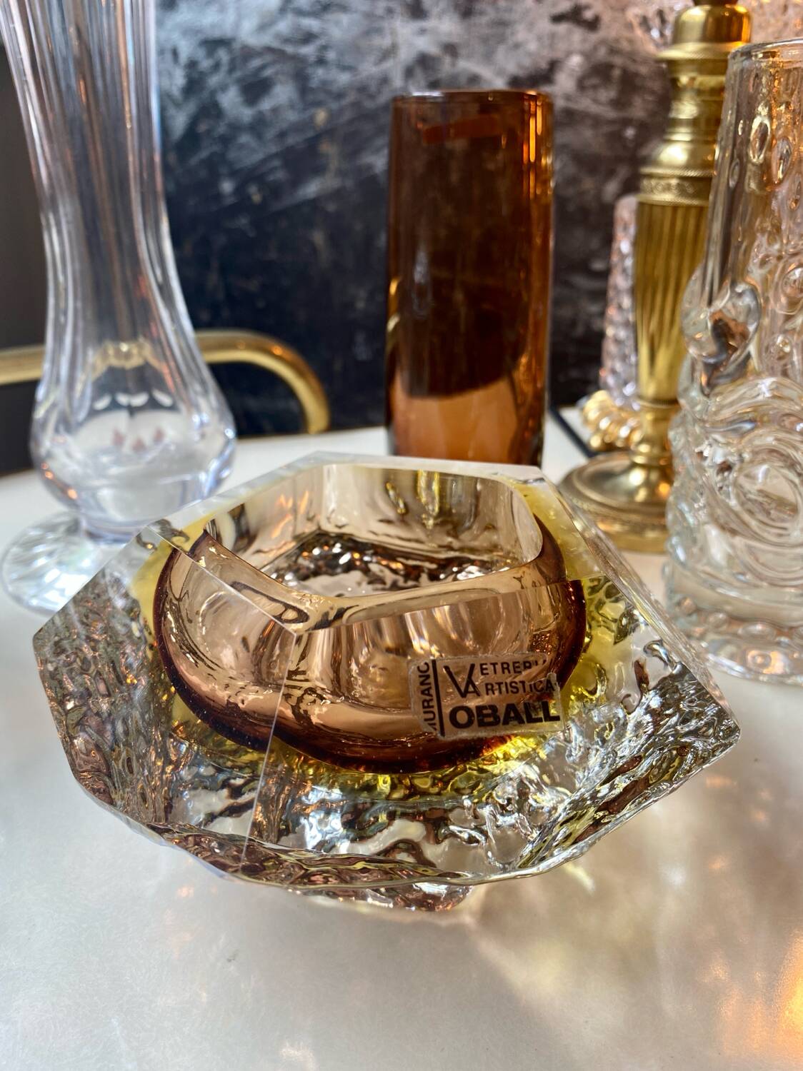 Sommerso Murano amber ashtray