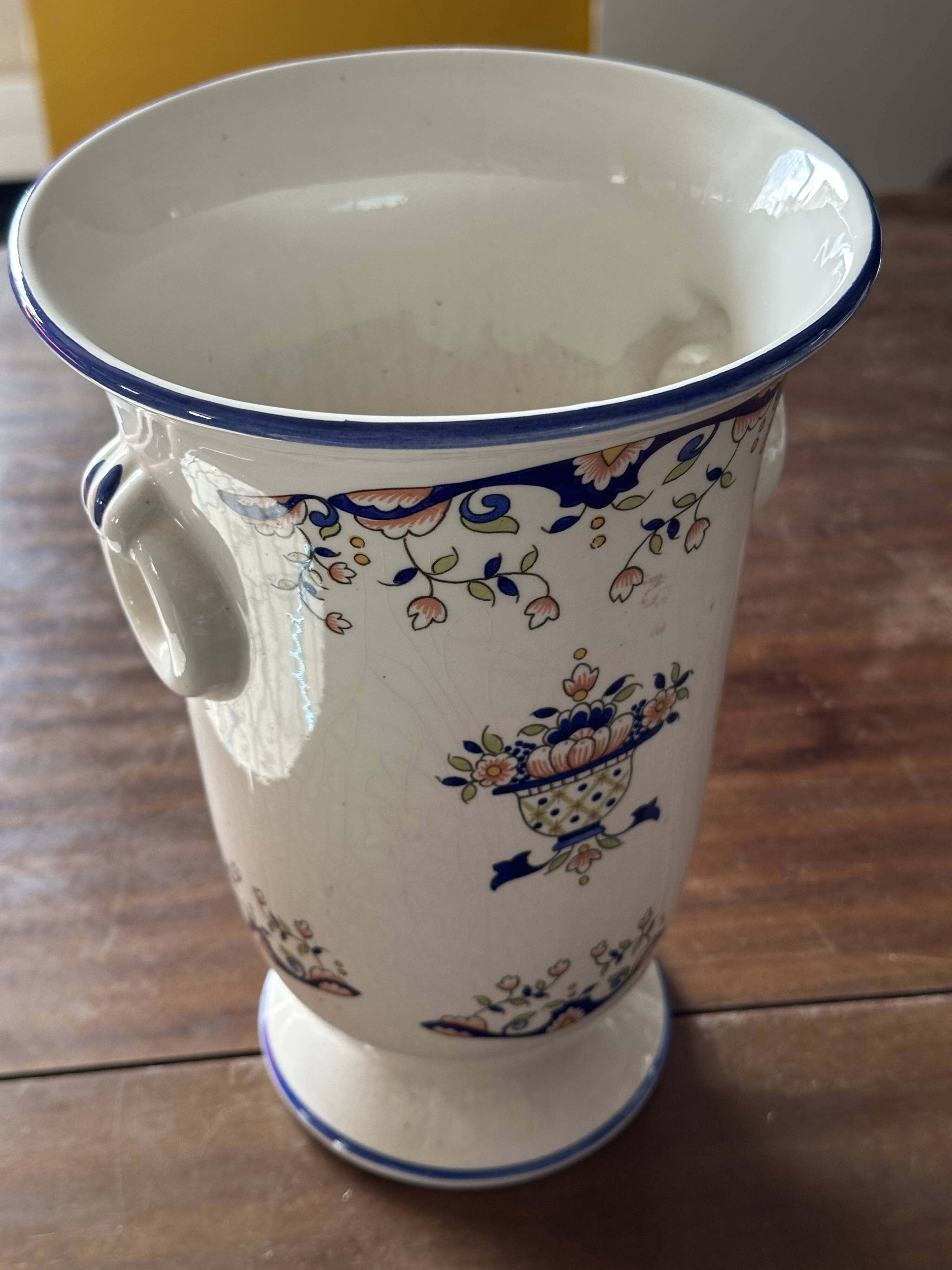 Vase en Céramique Vieux Rouen H 25 cm fin 19 e siècle