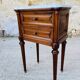 Louis XVI style bedside table, Carrara marble and mahogany