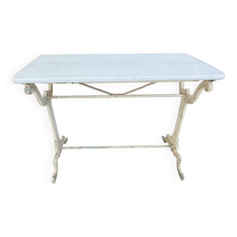 Old cast iron bistro table Lion paw feet & marble Empire style late 19th century