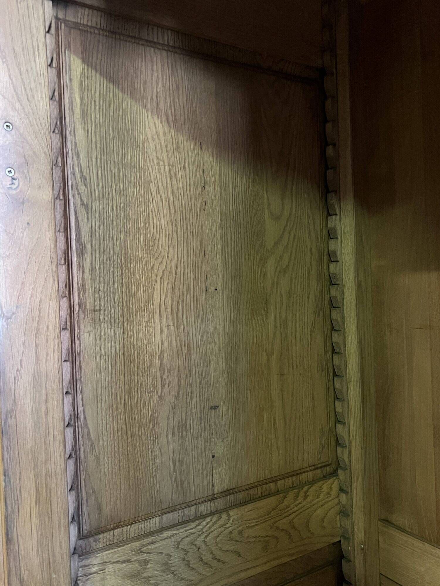 Pair of high-quality solid oak Norman wardrobes, "Cauchoise" model from the 1960s-1970s.