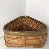 Vintage rattan basket with brass edge 1970